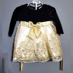 6-9 month Rare Editions Black and Gold Dress